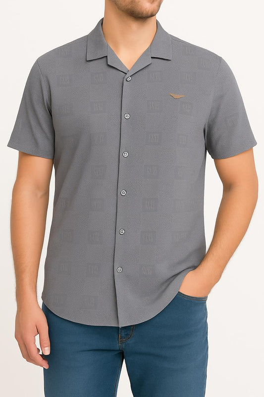 Ribbed Casual Half Sleeve (Gray)