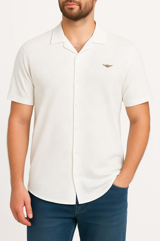 Ribbed Casual Half Sleeve (White)