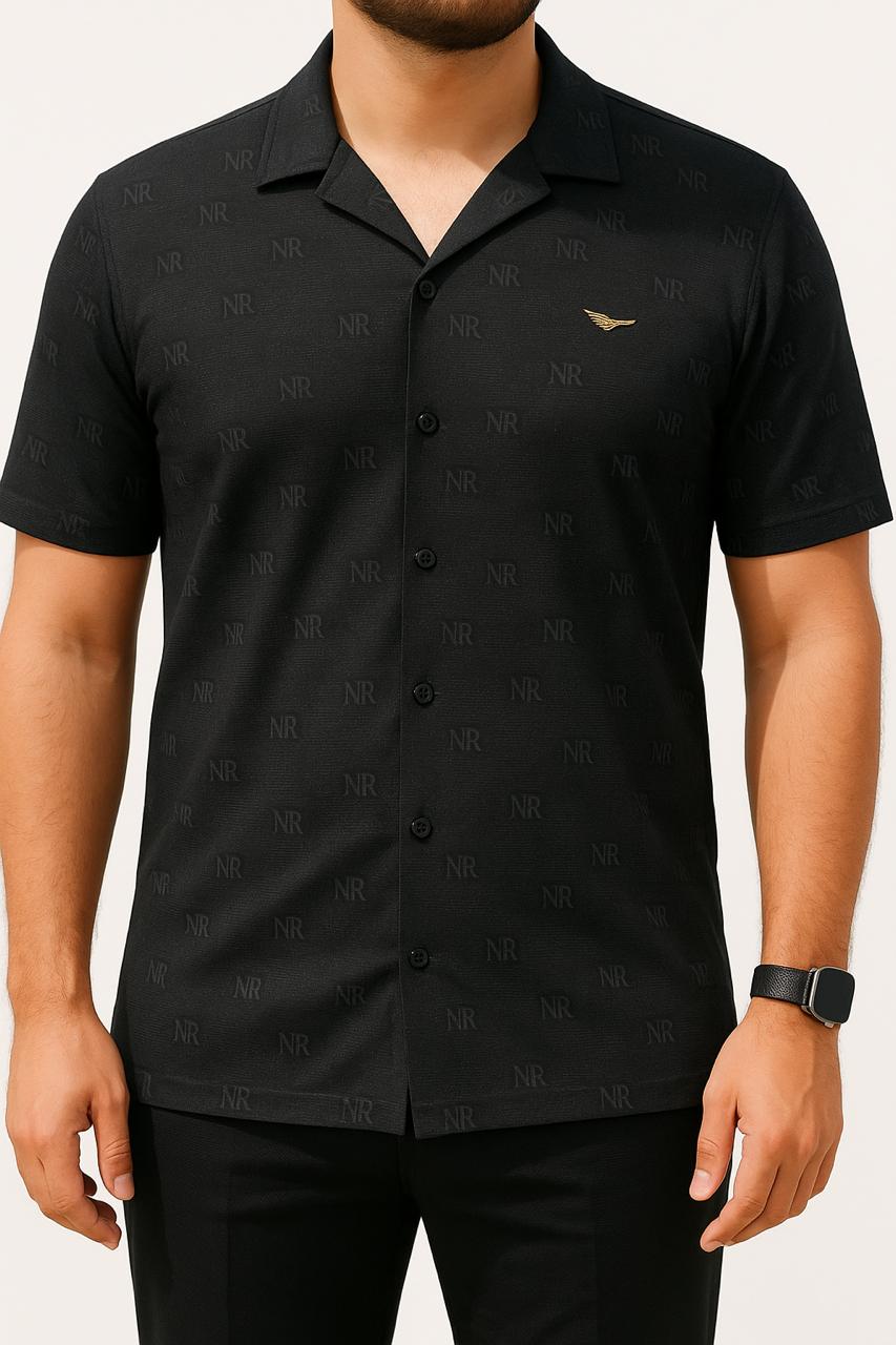 Ribbed Casual Half Sleeve (Black)