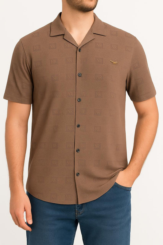 Ribbed Casual Half Sleeve (Brown)